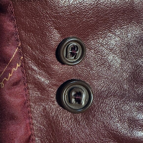 Vintage 80s Etienne Aigner Antic Red Leather Blazer Jacket - Preppy Posh - XL - Picture 6 of 8